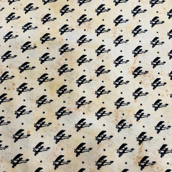 Airplane Biplane Beige Tan Faye Burgos Marcus Brothers Textiles Fabric 41x55 - Picture 1 of 2